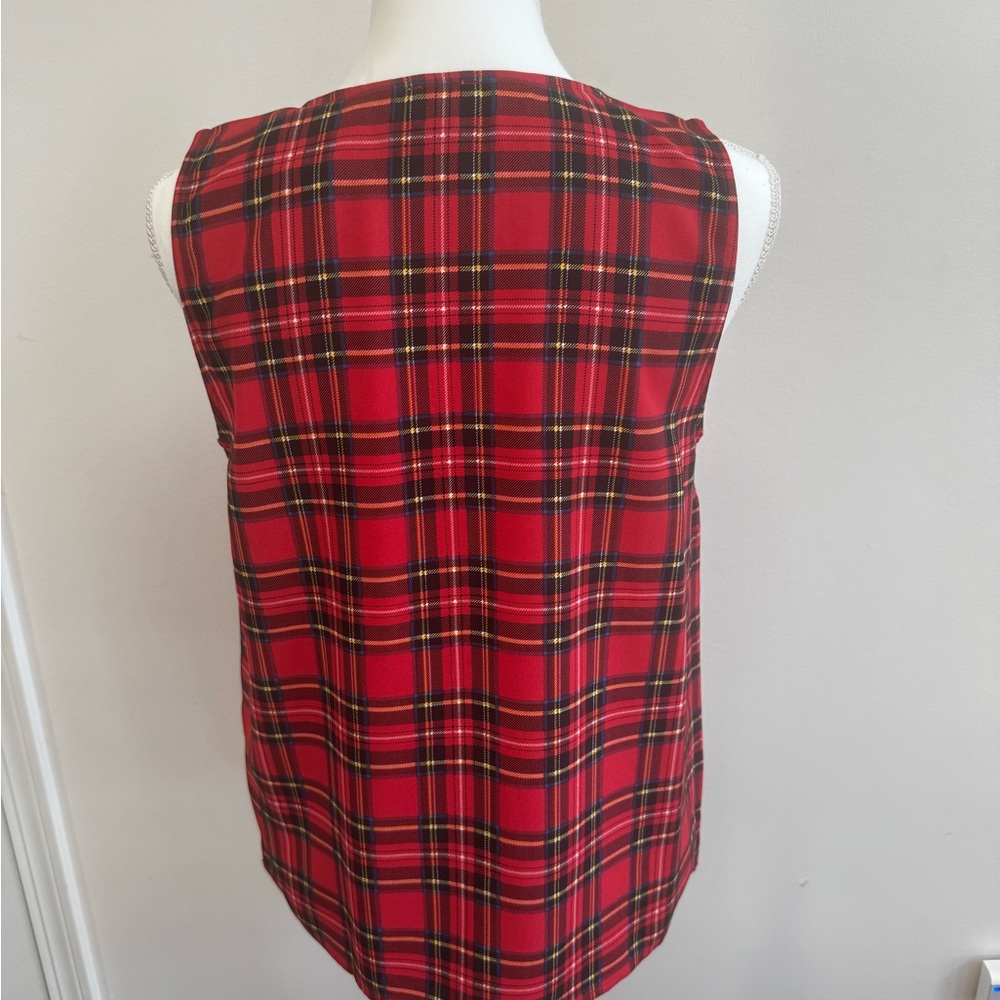 J. Crew Vibrant Red Checkered Tank Top - Picture 3 of 5